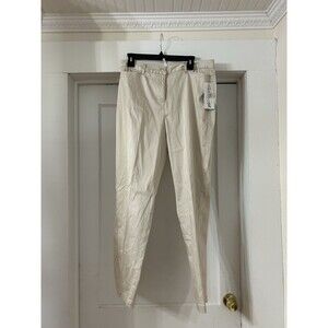 New Lulu-B Flat Front Pants Beige Size 12 Taper Leg Stretch UPF Tummy Control